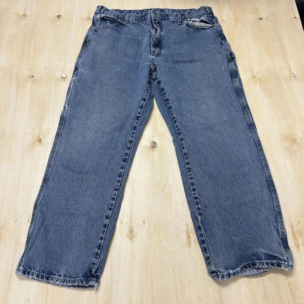 Y2K Dickies Carpenter Jeans Mens 38x30 Medium Wash Blue Denim Relaxed Straight